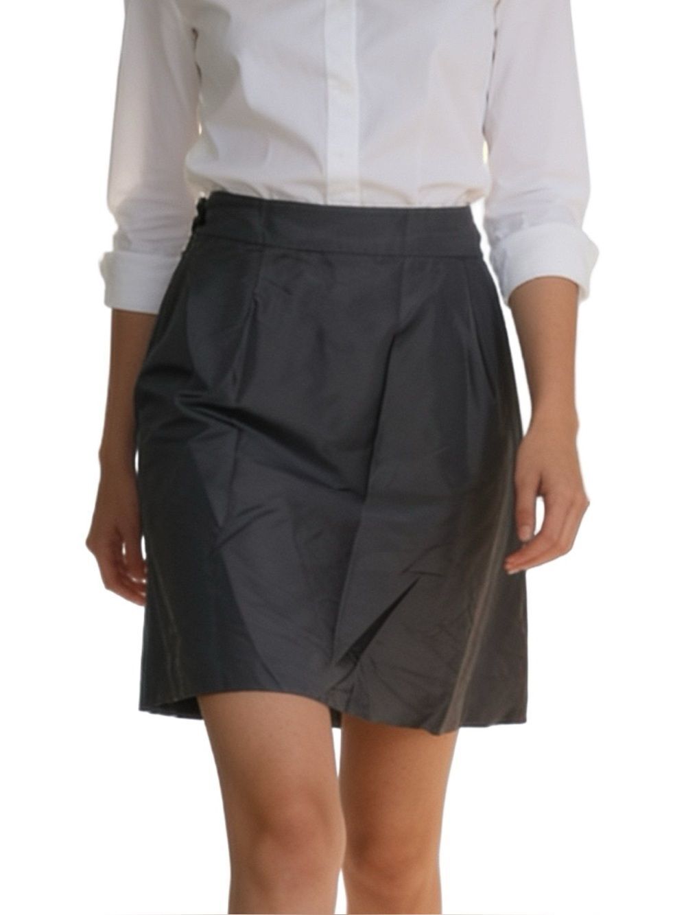 Marc by Marc Jacobs 100% Silk A-Line Pleated Skirt - black - Size 6